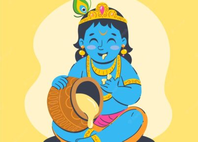 hand-drawn-illustration-baby-krishna-eating-butter
